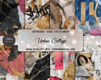 Urban Graffiti Digital Paper Pack: Street Art Textures (JPG Download)