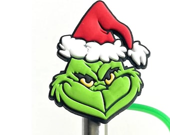 Rot und Pinker Grinch Stroh-Topper: Weihnachtsbecher Accessoire für Stanley Cups