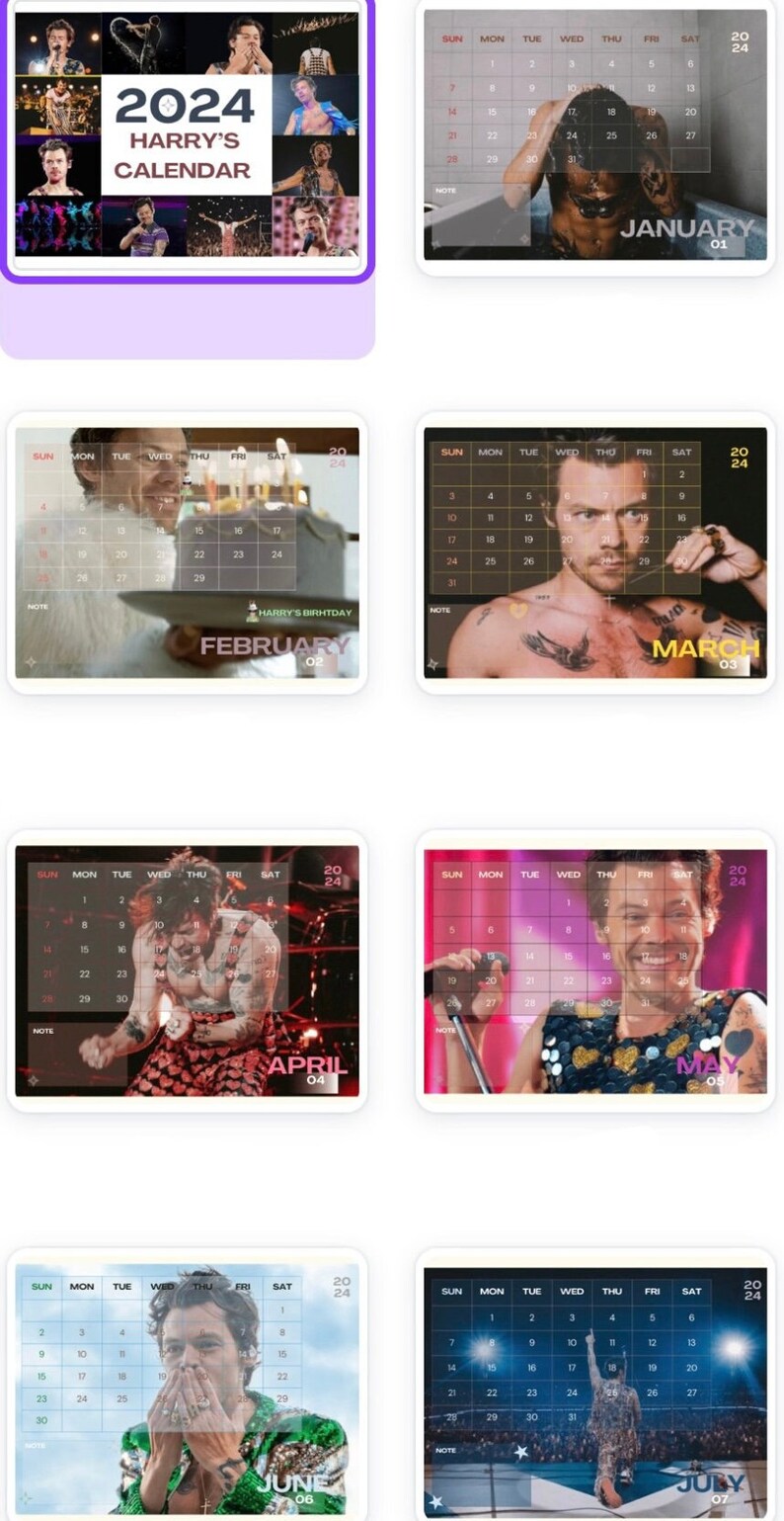 Harry Styles 2024 Calendar Etsy Canada
