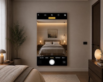 Viral Phone Camera Mirror Wall Decor | Aesthetic Plexiglass Mirror | Digital Printed Art | Unique Home Gift | Modern Entryway Decor
