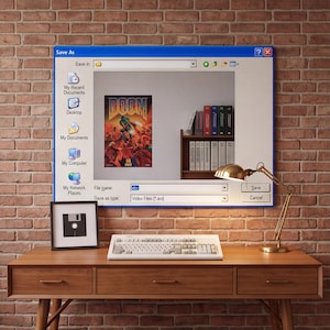Retro 'Save As' Window Mirror | Tech Lover Wall Art | Digital Print on Dekota & Plexiglass
