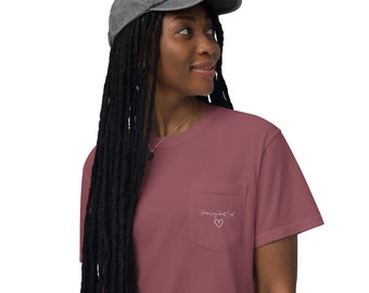 Here’s my heart Lord, women’s, (Unisex) garment-dyed pocket t-shirt