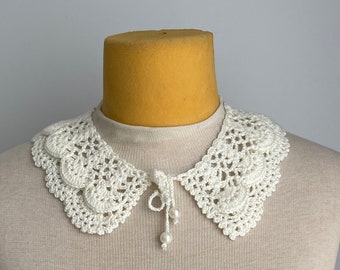 Peter Pan crochet collar. Detachable cotton collar. Crochet lace collar. Vintage style crochet collar. White,Black,Beige collar