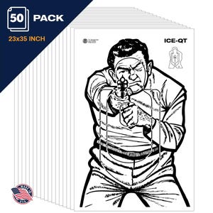 23x35 Inch Paper Shooting Target, ICE-QT "Thug", Range, Target Practice, Archery, BB, Pellet, Pistol, or Rifle