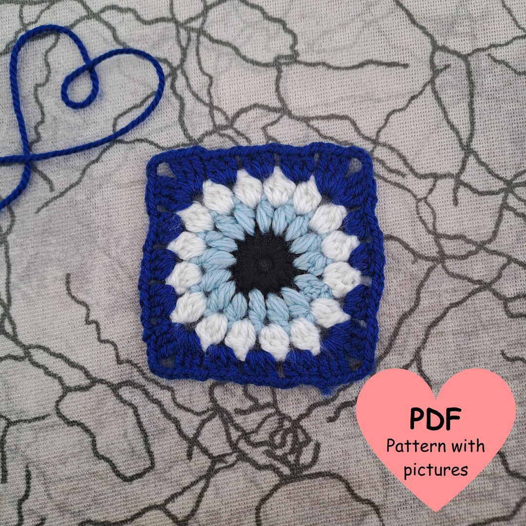 Evil Eye Granny Square Granny Crochet Pattern Step by Step Beginner