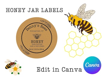 Honey label 2 1/2 inch/12 per page - Editable digital download