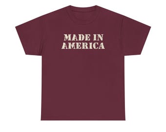 Made in America T-Shirt | Patriotic Vintage Stencil Text Tee
