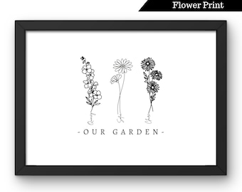 Custom Birth Flower Art Print: Personalized Family Floral Bouquet