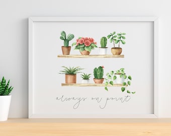 Succulent Watercolor Print, Botanical Plant Art, Boho Greenery Decor, Minimalist Nature Wall Art