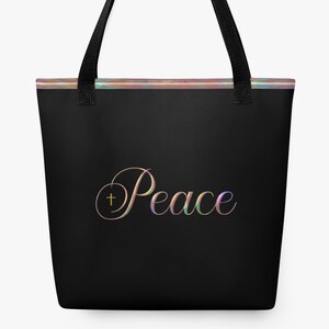 Peace and Cross Christian Tote Bag | Religious Gift for Women