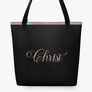 Christ & Cross Christian Tote Bag | Religious Gift for Women