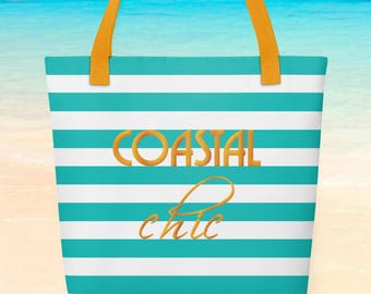 Striped Beach Tote Bag: Coastal Chic Summer Bag