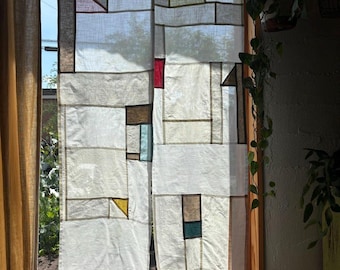 Modernized Pojagi shade/ wall hanging/ divider/ tapestry - Custom-made available (Bojagi, Jogakbo space decor)