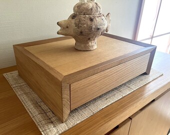 Handcrafted Narra Wood Drawer Storage with Unique Grain Patterns by Japanese craftsmen.