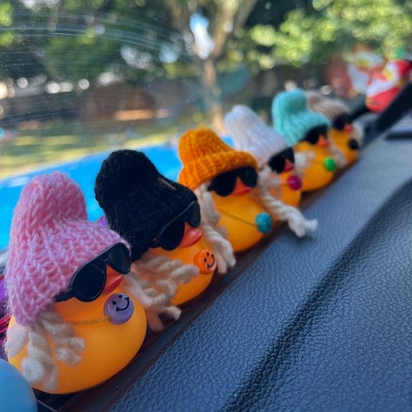 Knotty Ducks ! Custom Rubber Ducks with Dreadlocks Beanie Sunglasses Dreadlock gifts Jeep Ducks