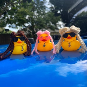 Knotty Space Buns Ducks ! Custom Rubber Ducks with Dreadlock buns Sunglasses moon/ star bead Dreadlock gifts Jeep Ducks