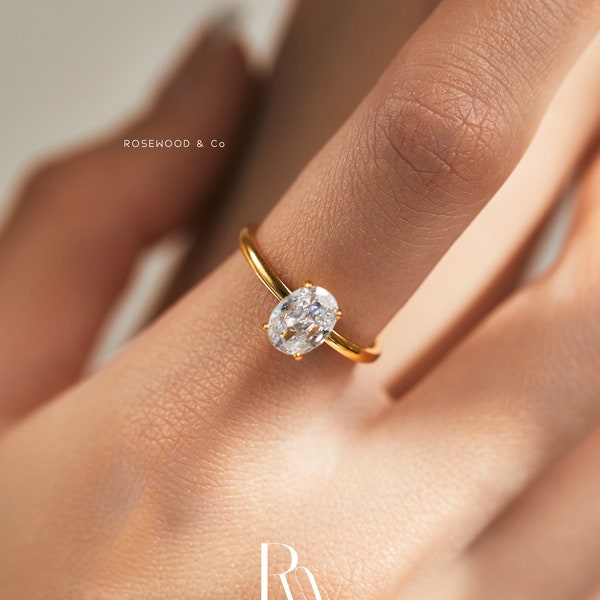 18k Gold Plated Diamond Signet Ring, Non Tarnish Gemstone Ring,Signet Ring, Gift for her