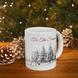 Caneca Tis the Season, xícara de café de Natal para chocolate quente e cacau, linda caneca de férias