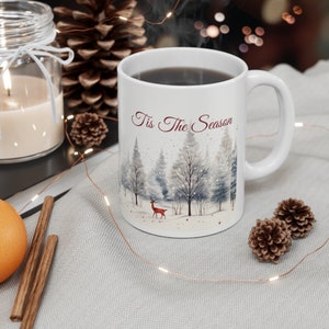 Caneca Tis the Season - Xícara de Café de Natal para Chocolate Quente e Cacau - Linda Caneca de Natal