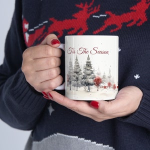 Caneca Tis the Season, xícara de café de Natal para chocolate quente e cacau, linda caneca de férias