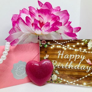 Pacchetto di assistenza, regalo di compleanno, regalo di buon compleanno, regalo amico, regalo mamma, regalo collega, cuore in resina, braccialetto di perline, regalo Grama, regalo moglie