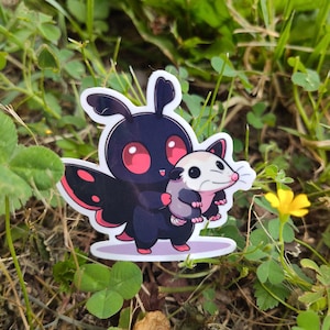 Mothman & Opossum Sticker: Waterproof Vinyl Laptop Decal