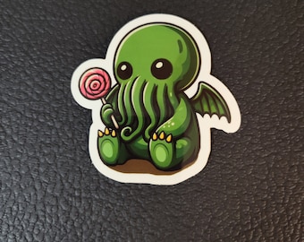 Cthulhu & Candy Waterproof Sticker For Laptops, Water bottles, Phones, and more!