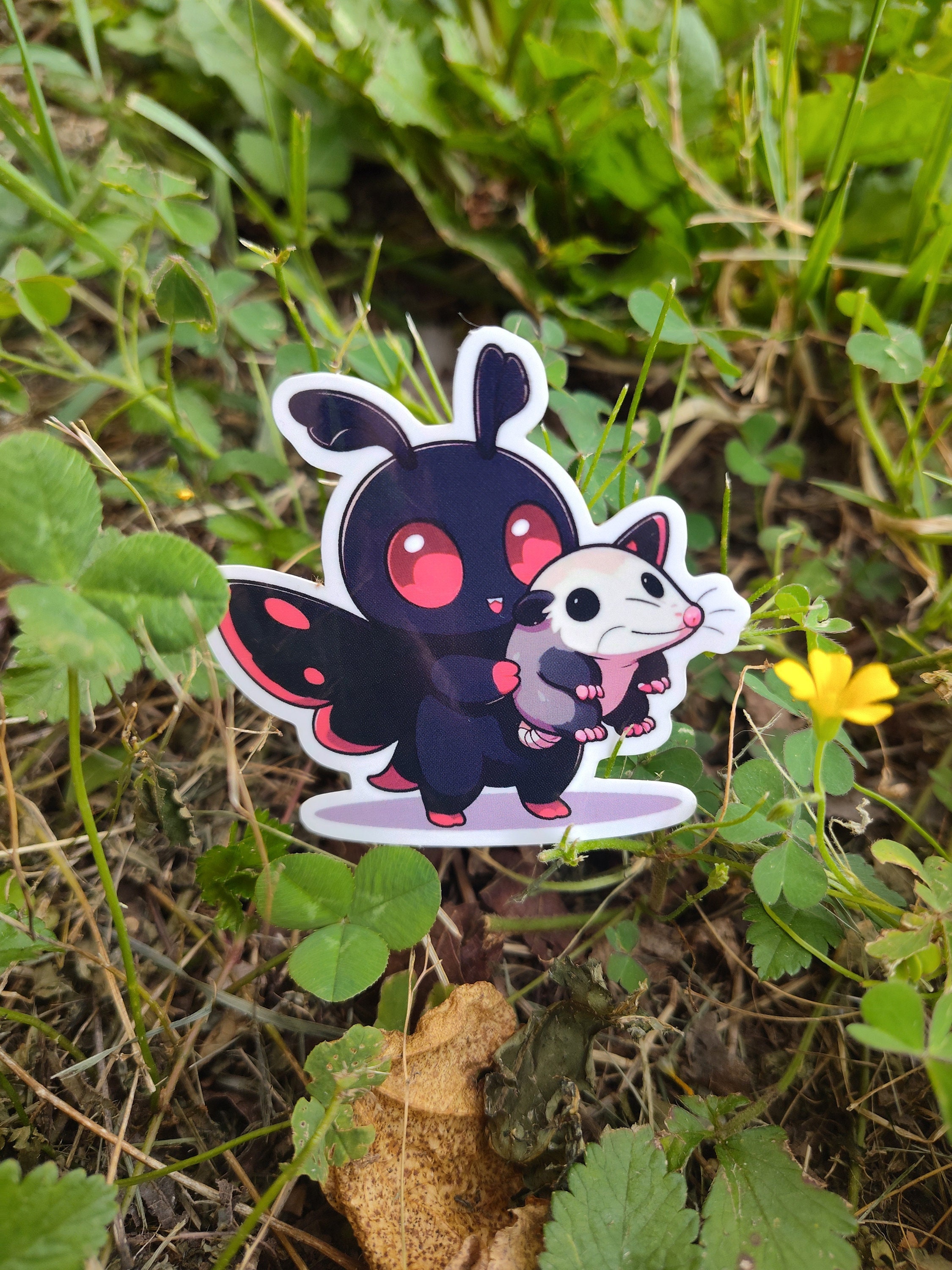Mothman & Opossum Sticker: Waterproof Vinyl Laptop Decal