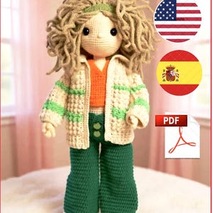 PDF Crochet Pattern – Sofia Amigurumi Doll 40cm - Downloadable | Spanish and English