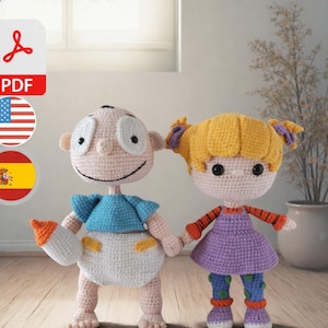 Tommy und Angelica Amigurumi-Häkelanleitung (PDF) | Häkelanleitung | Spanisch und Englisch | Sofort-Download