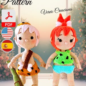 Pebbles & Bamm-Bamm Amigurumi Crochet Pattern PDF – Digital Download