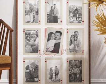 Custom Playing Cards Photo Collage, Lucky Us Editable Canva Template, Personalized Anniversary Gift for Couples, Printable Wall Art