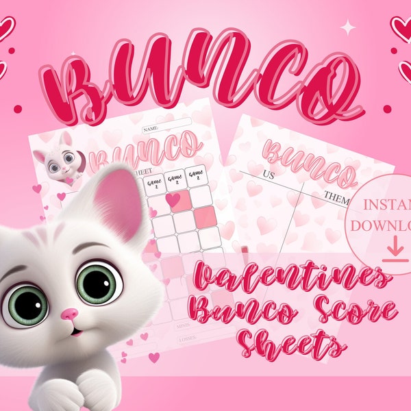 Valentines Bunco Score Sheets, Galentines Bunco Scorecards, February Bunco, Tally Sheets, Fill in Invintation | VDAY Bunco | Valentine's Day