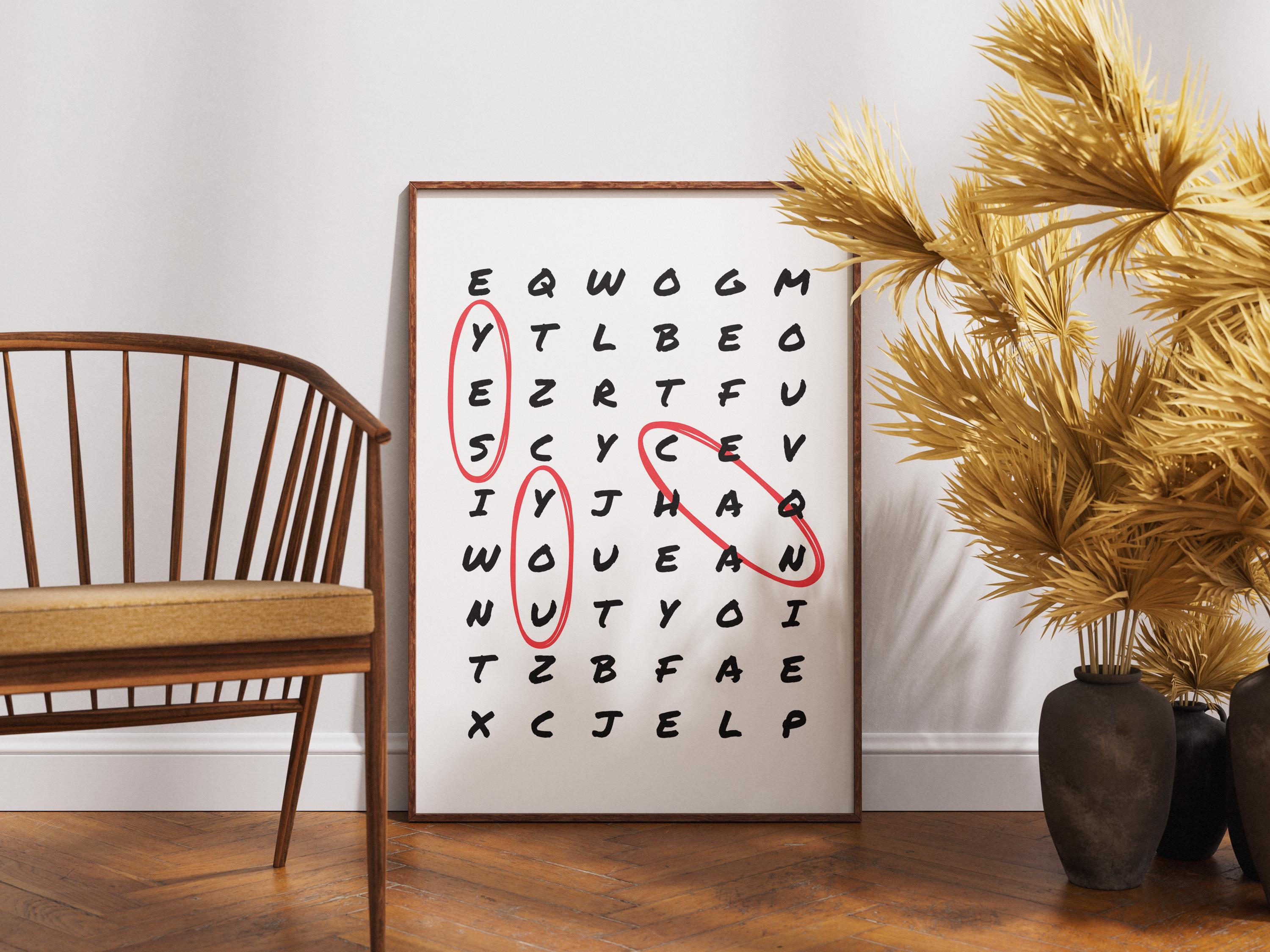 Yes You Can Print, Crossword Hallway Goodbye Sign, Trendy Aesthetic
