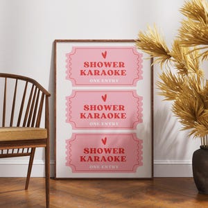 Dusche Karaoke Wand Kunst Poster Rosa Badezimmer Ticket Poster Trendige Wandkunst Physischer Druck Dusche Karaoke Poster Girly Wandkunst Rosa