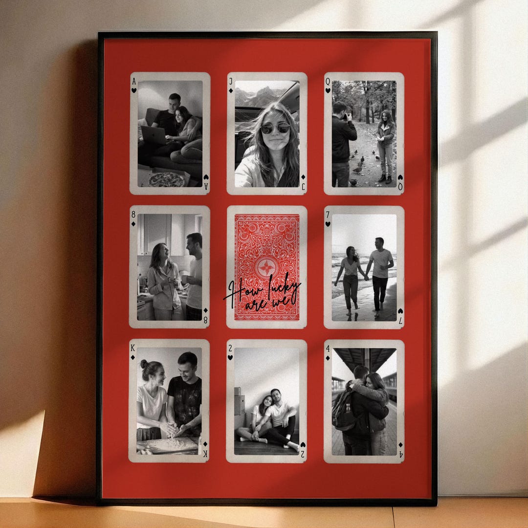 Custom Playing Card Photo Frame, How Lucky Are We Print, Personalized ...