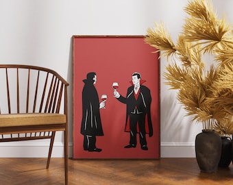 Vampires Retro Halloween Poster,  Halloween Art Print, Halloween Poster, Halloween Home Decor, October Kitchen Decor, Halloween Party