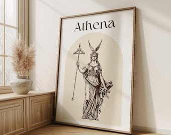 Athena Poster, Athena Greek Goddess, Athena Greek mythology, Athena Statue, Greek Mythology Art, Ancient Greece Art, Greek Museum Poster