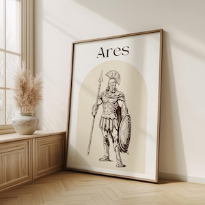 Ares poster, Ares Greek God of War, Mythology Art, Aesthetic Decor, Vintage Ares Poster, Mythology Wall Art, Bold Home decor, Greek God Art