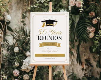 Modern Class Reunion Welcome Sign, Any class any year Reunion Welcome Board, 50 year High School Reunion Sign, Minimalist Reunion Decoration