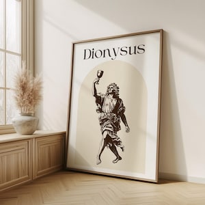 Dionysus poster, Greek God of Wine, Mythology Art, Wine Lover&#39;s Decor, Vintage Dionysus Print, Aesthetic Wall Art, Greek God Poster