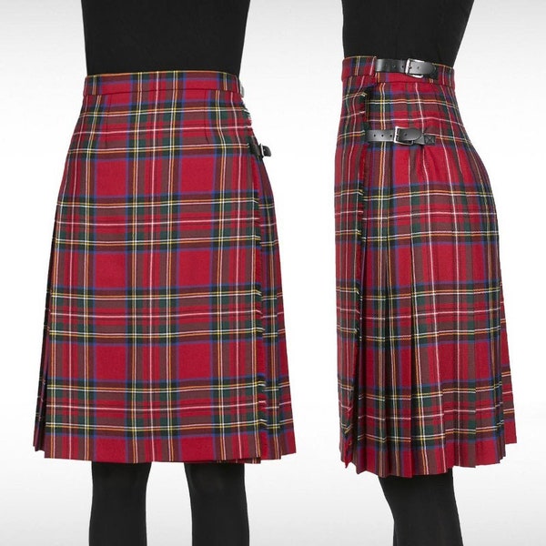 Kilt pour femmes Longueur aux genoux Plaids Tartan Kilts Jupe pour filles Avec jupe à bretelles en cuir pour filles jupes faites à la main tailles de taille 26 « à 50 » pouces