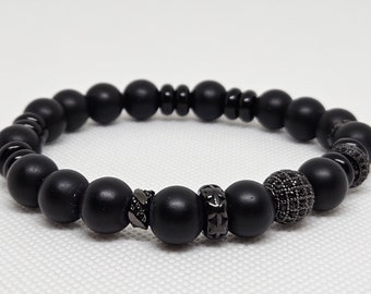 Man Bracelet natural agate stone