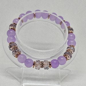 Handmade Beaded  Crystal Glass Beads Purple  Bracelet