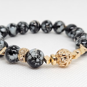Asymetrical design Glass beads Bracelet Black and White Bracelet