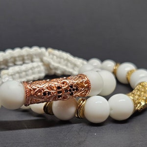 Braided Handmade Bracelet with Natural White Agate Stone