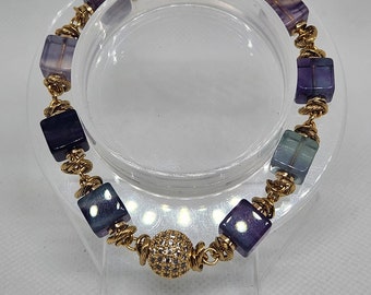Bracelet for Woman made of Natural Colorful Fluorite Stone.