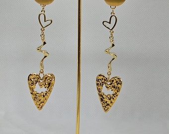 Fashion Modern Long Earrings with Hearts.