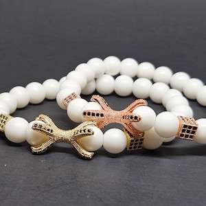Handmade Natural White Agate Stone bracelet