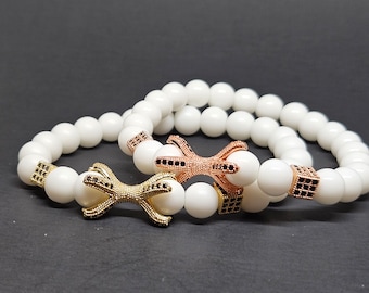 Handmade Natural White Agate Stone bracelet